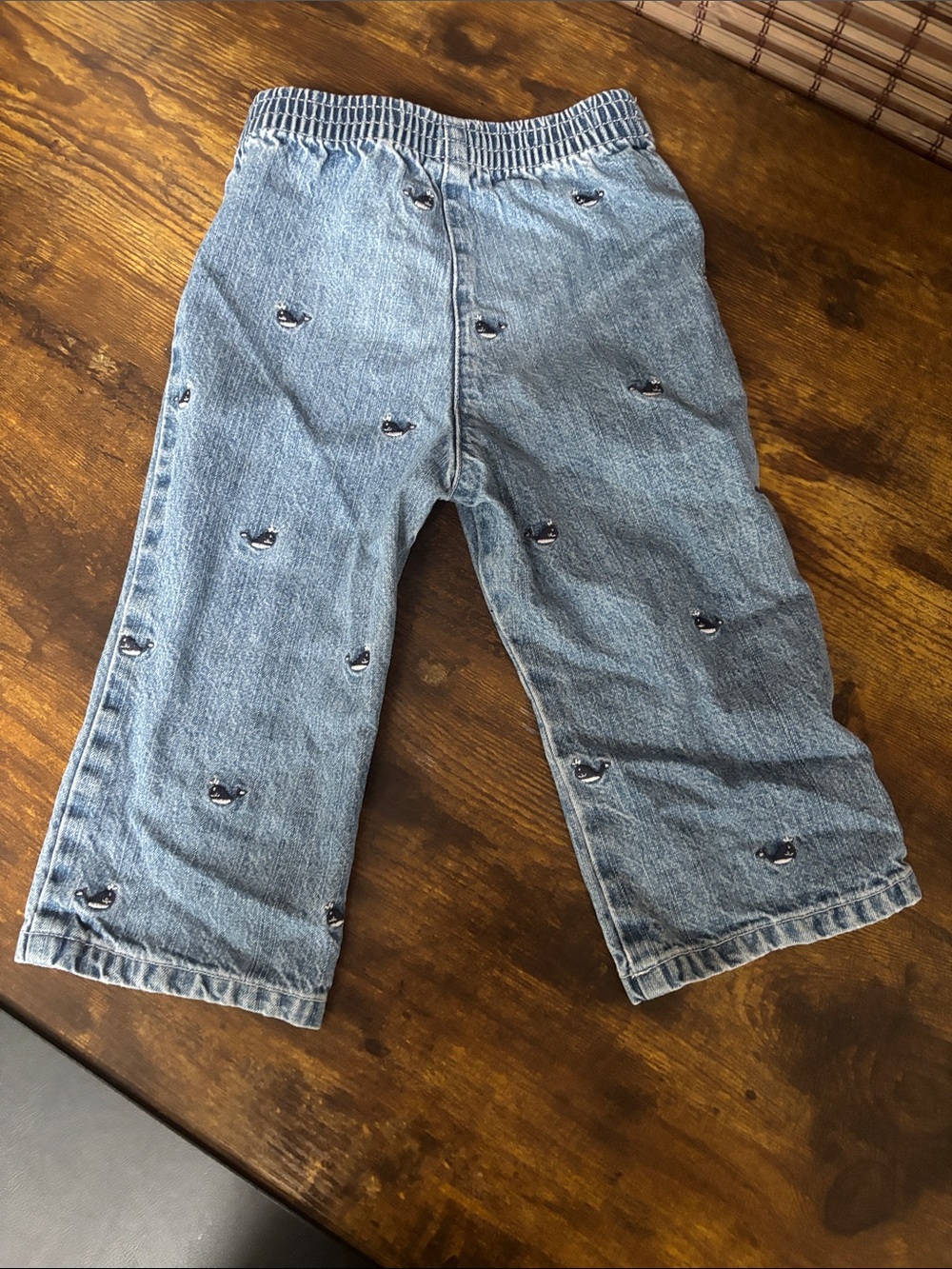 Toddler Whale-Embroidered Denim Jeans with Stripe Waist - Picture 14 of 14